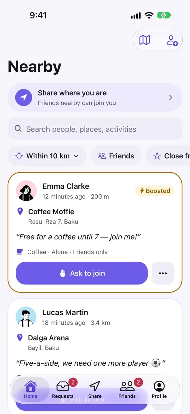 App Frienlo: amigos cerca en un mapa